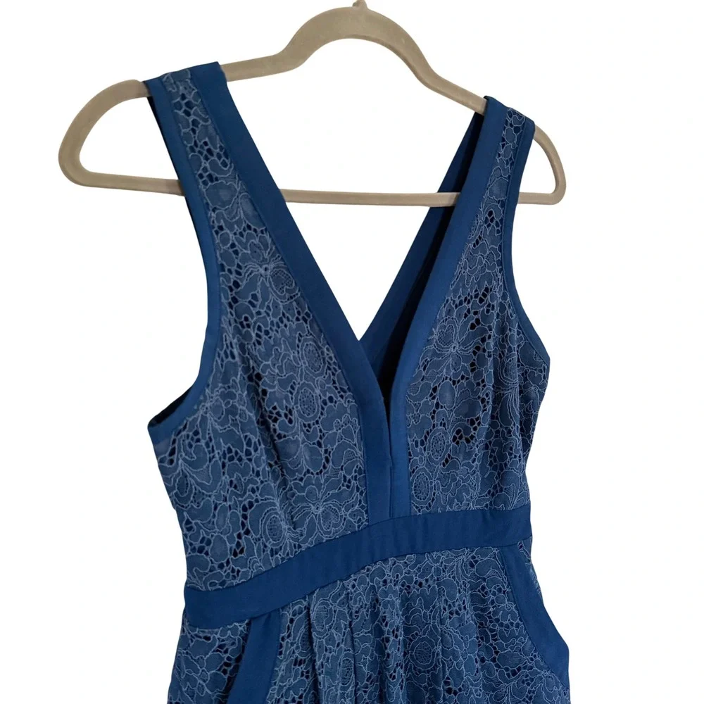 Free People Blue Lace Mini‎ Dress Open Back Size XS Romantic Wedding Guest